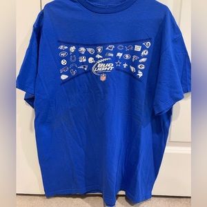 Bud Light NFL 32 Teams T-Shirt Blue Size Large